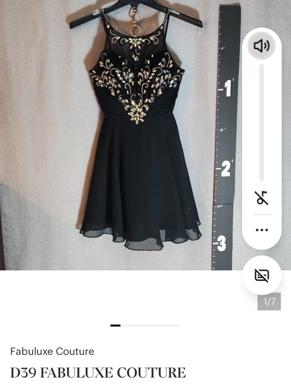 D39 Black Embellished Midi Dress